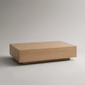 Obdélníkový konferenční stolek z MDF s dubovou dýhou, přírodní dub, 100 × 60 × 30 cm