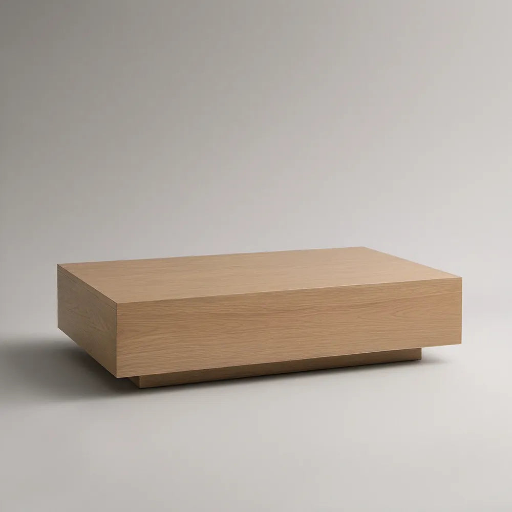 Obdélníkový konferenční stolek z MDF s dubovou dýhou, přírodní dub, 100 × 60 × 30 cm